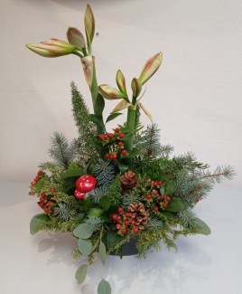 Kerststuk met Amarillissen